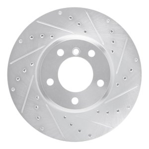 BMW 530I Brake Rotor (1) - Front Right - R1 Concepts - Drilled & Slotted - Silver - `04-`10